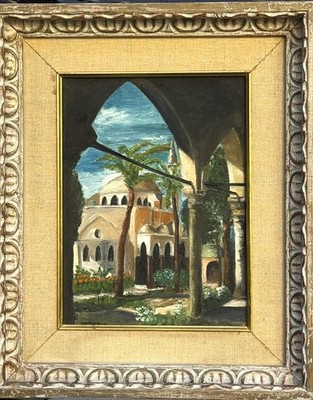 VTG 1960's Origin Textured O/C ''Temple In Garden'' Signed Ian Herman (?), Framed!