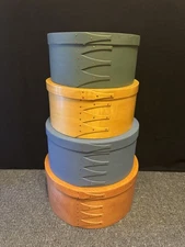 Wooden Painted Shaker Style Pantry Storage Boxes Bentwood 4 Round Nesting Boxes