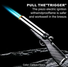 Gun  Revolver Lighter Single Flame Butane Refillable Torch Lighter with Laser