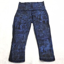 LULULEMON Wunder Under Legging Women 4 24x15 Hi Rise Crop 21 Luxtreme Mesh Blue