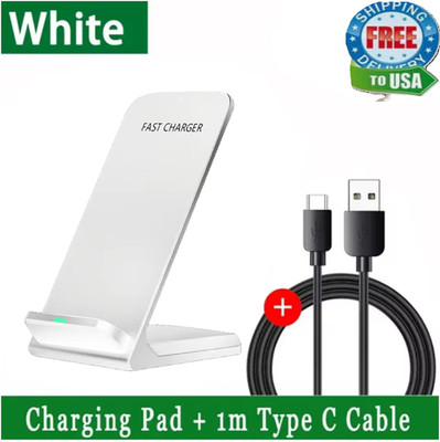Wireless Fast Charger Charging Stand WHITE Dock For Samsung Galaxy iPhone Mobile