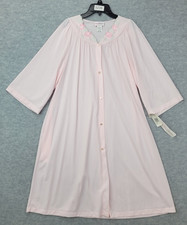 Shadowline Robe Pink Knee Length Nylon Lace Bodice Women's M NWT