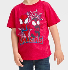 Toddler Marvel Spidey and Miles Solid Short Sleeve T-Shirt - 5T - Red