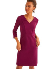 Boden Midi Dress Ribbed Pockets Stretch V Neck Sheath US Size 10