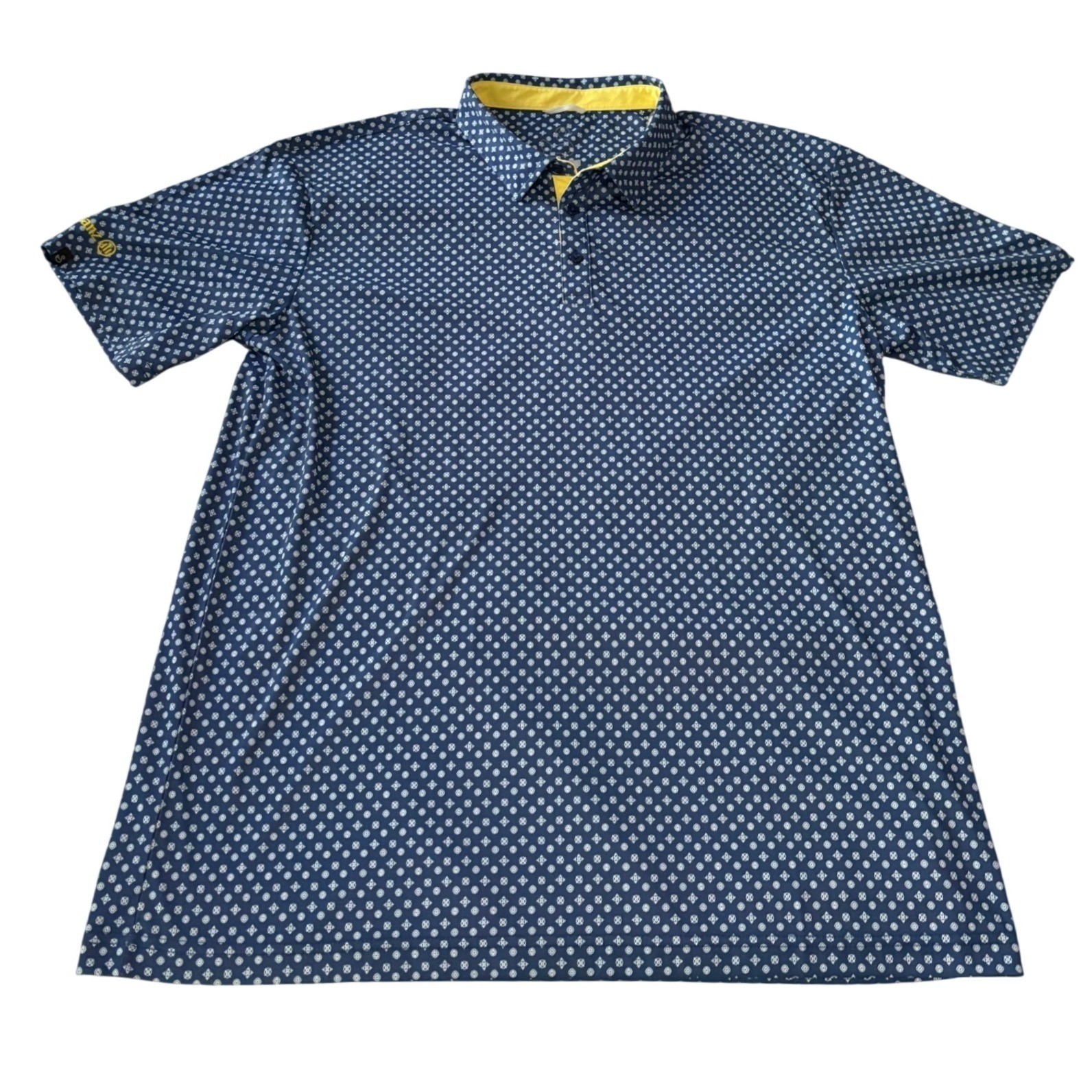 Swannies Golf Polo Shirt Mens XL Blue Geometric Print Performance Short Sleev