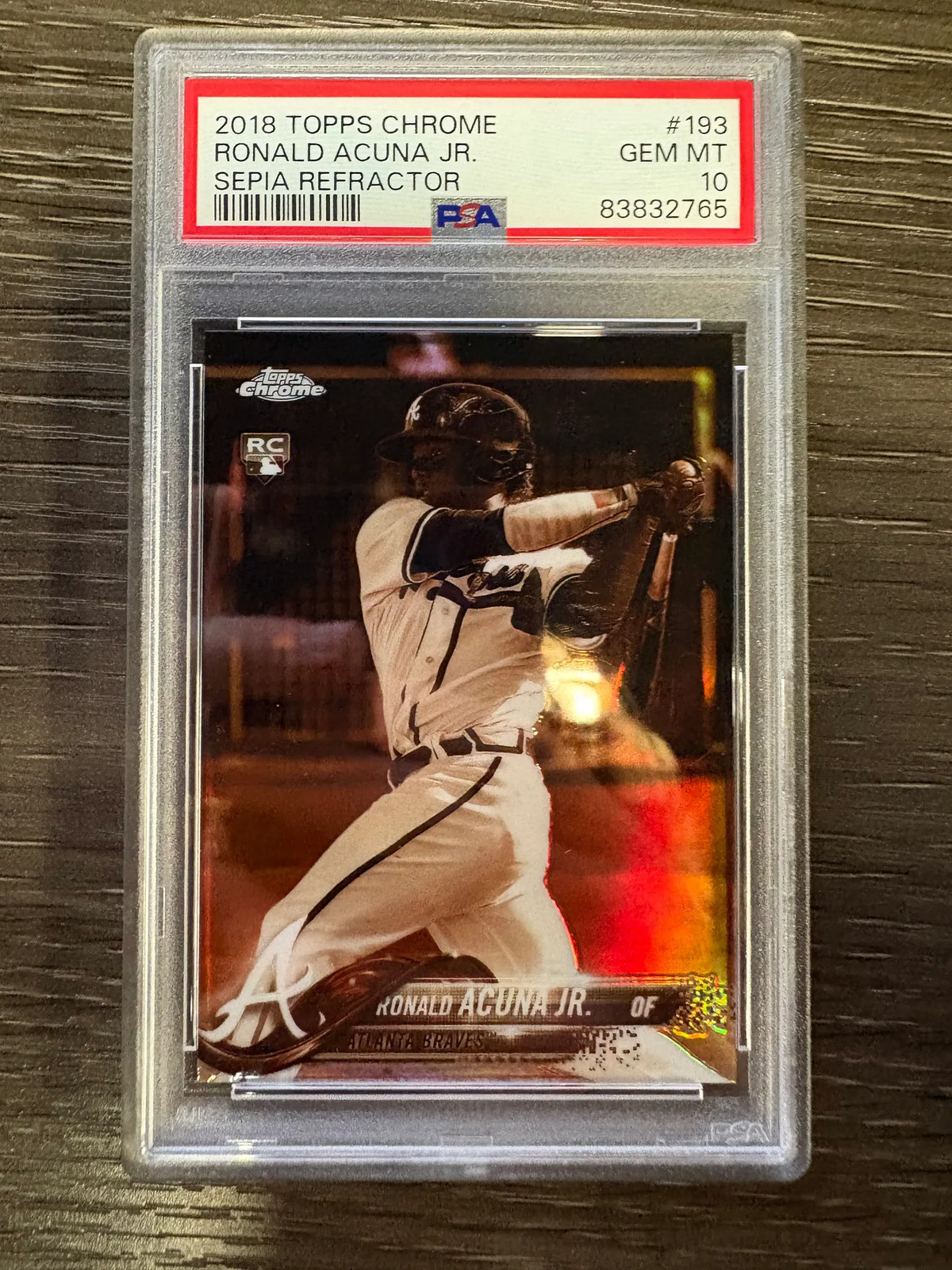 2018 Topps Chrome Ronald Acuna JR. #193 Sepia Refractor PSA 10