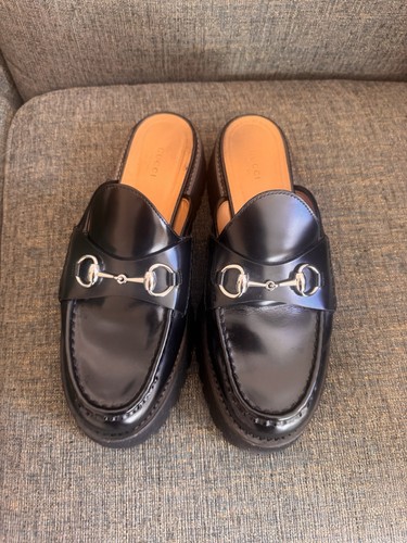 Gucci Horsebit Accent Leather Mules