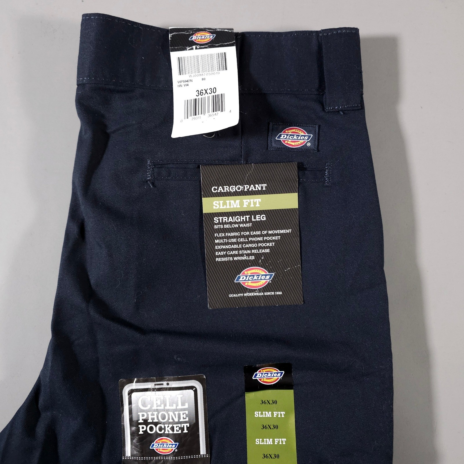 Dickies Cargo Pant Mens 36x30 Dark Navy Slim Fit Straight Leg Flex WP594DN