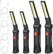 LED Work Light Cob Rechargeable Work Flashlight with Magnetic Base Portable Hook