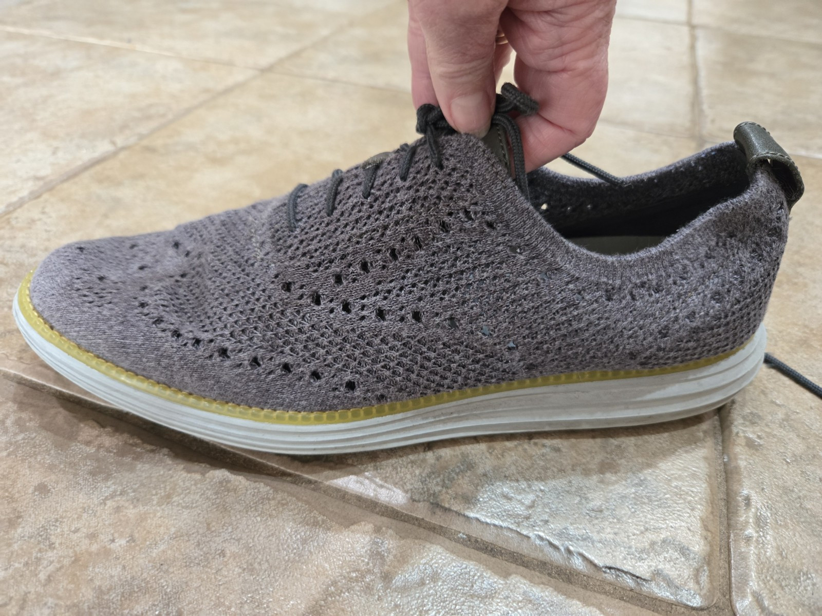 SAOLA SCARPE uomo Cole Haan Grand Wingtip Oxford grigio gessato C31070 taglia 10