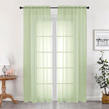 Sheer Curtains 84 inches Long 2 Panels Set for Bedroom Living Room, Soft Solid