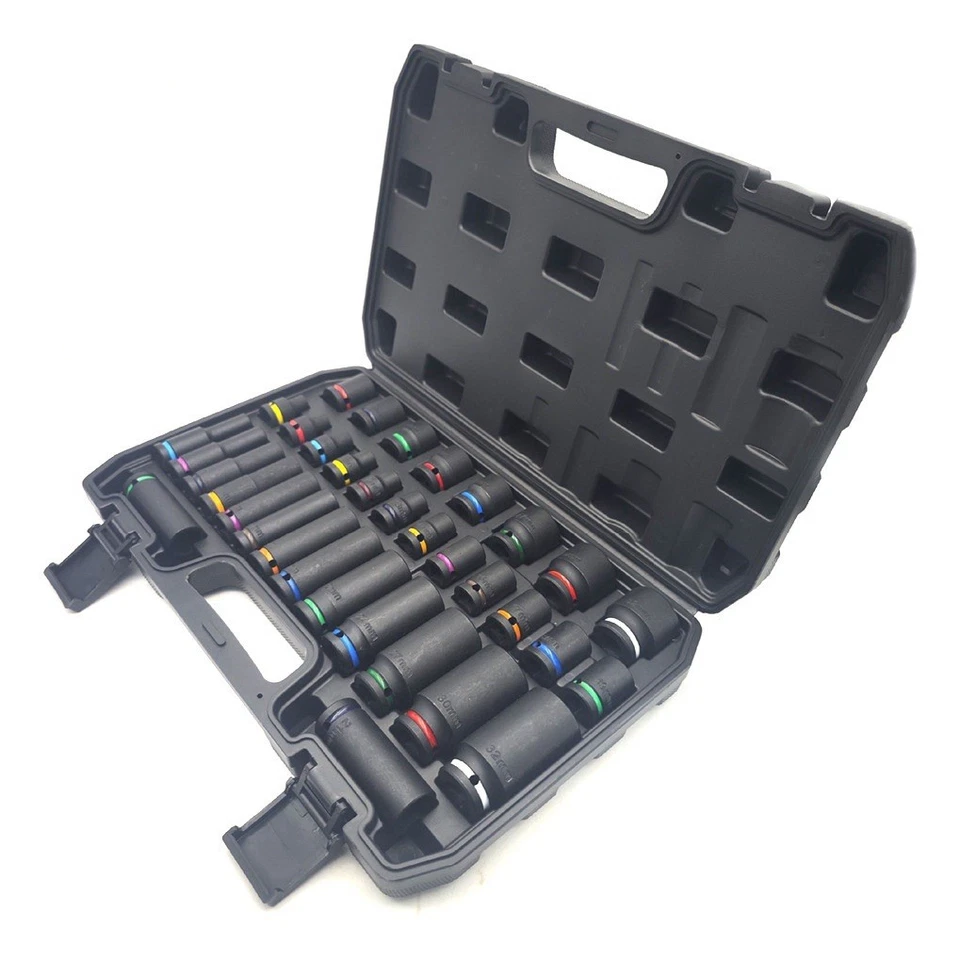 35-tlg. Schlagschrauber Steckschlüssel Set 1/2“ Nuss Farblich Lang Kurz SW 8-32 - Bild 4 von 4