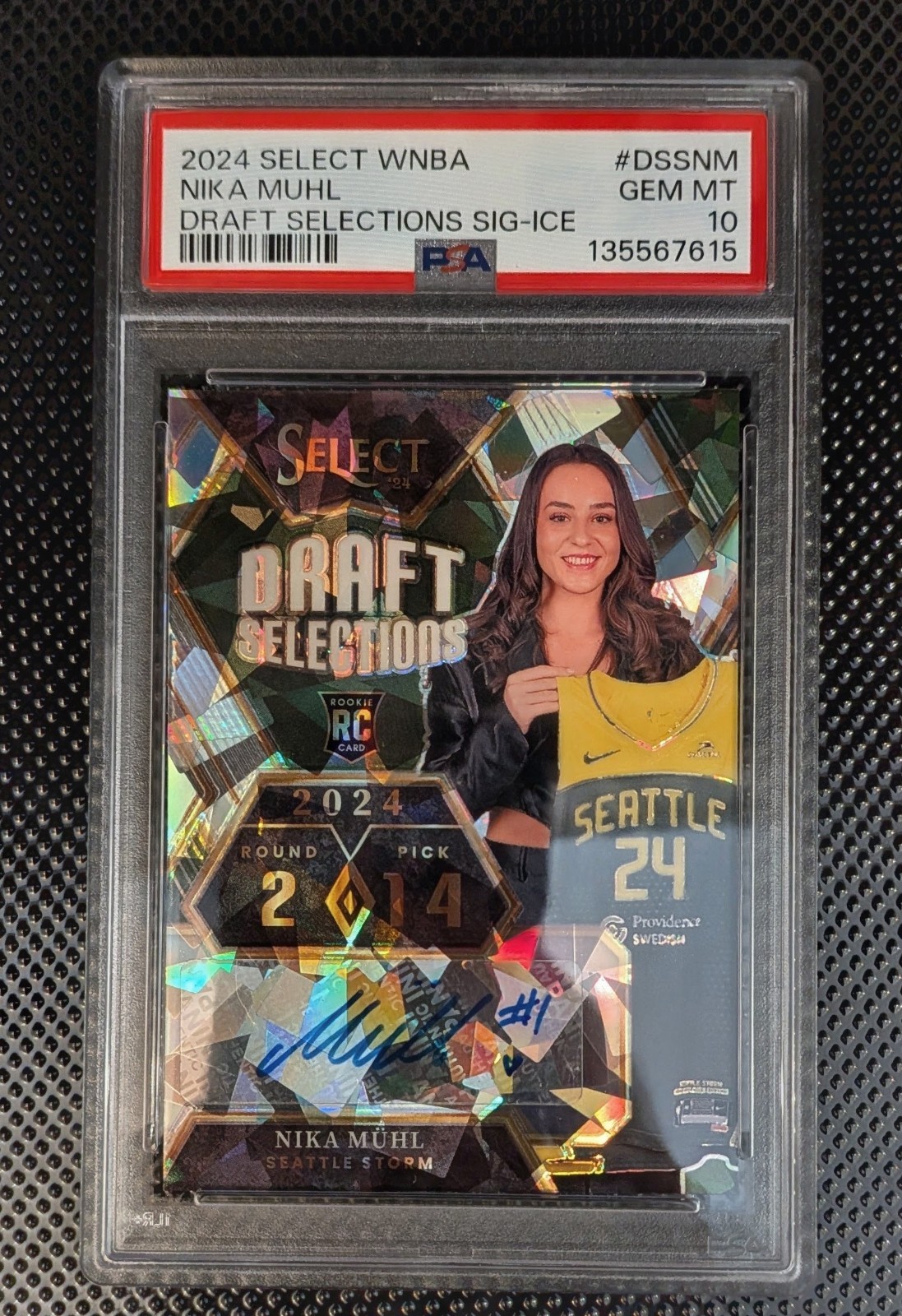 2024 Select WNBA Nika Muhl Draft Selections Sig Ice Auto DSS-NM PSA 10 GEM MT RC