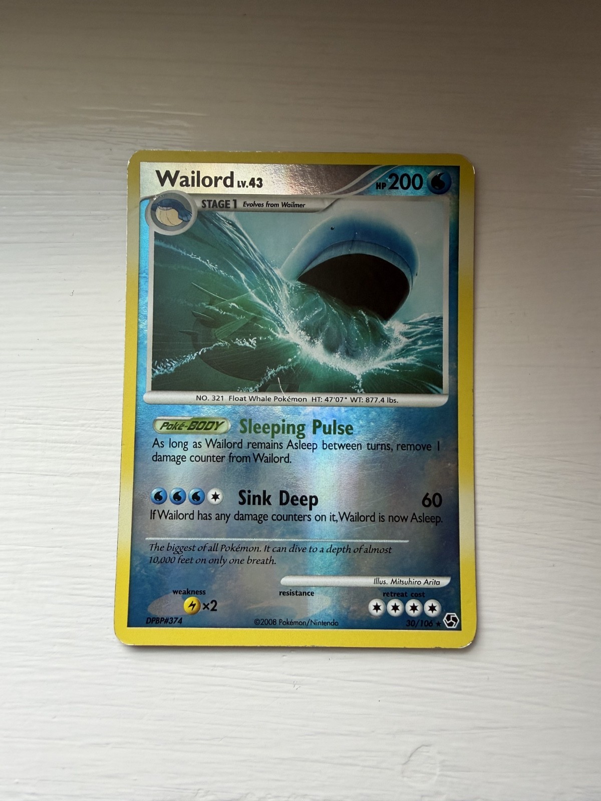 Pokémon TCG Wailord Great Encounters 30/106 Reverse Holo Rare