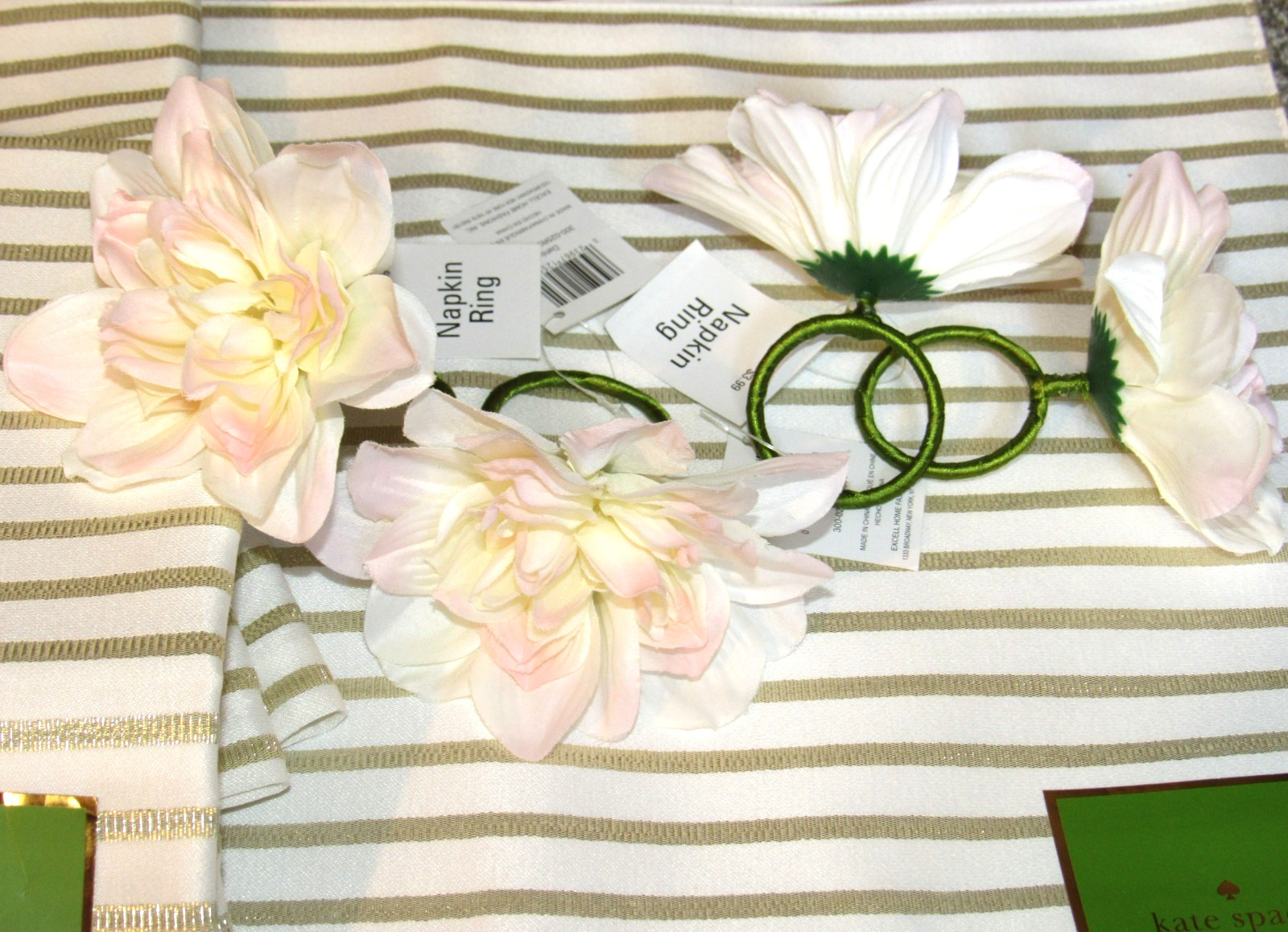 NWT Kate Spade Set 4ea Gold Stripe Harbor Drive Placemats, Napkins, Napkin Rings thumbnail 8