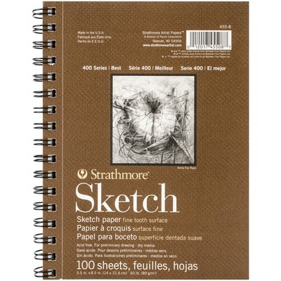 Strathmore Skizze Spiralpapier Block 5,5 Zoll x 8,5 Zoll - 100 Blatt - 455800