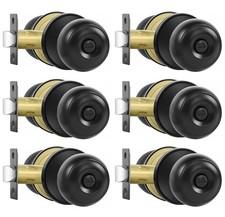 Privacy Door Knobs, 6 Pack Matte Black Door Knobs with Lock, Bed and Bath Doo...