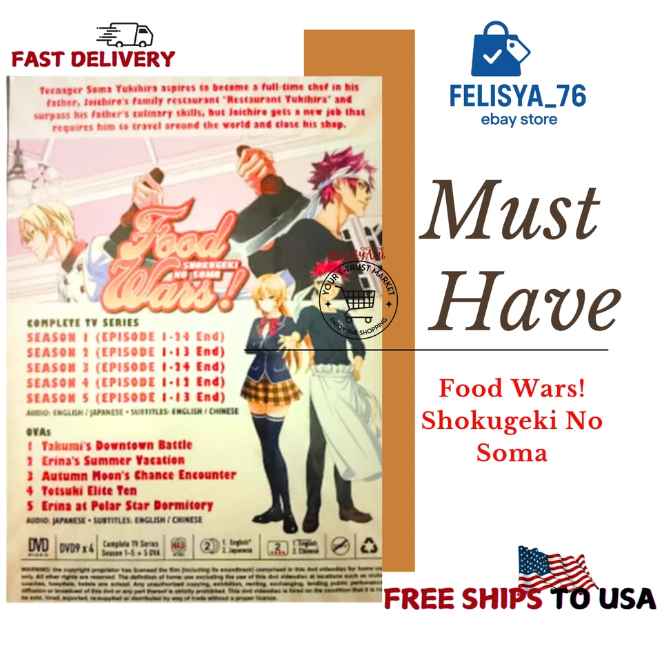 FOOD WARS! SHOKUGEKI NO SOMA (SEA 1-5) -DVD (86 EPS+5 OVA) ENG DUB SHIP FROM US - Image 2 of 4