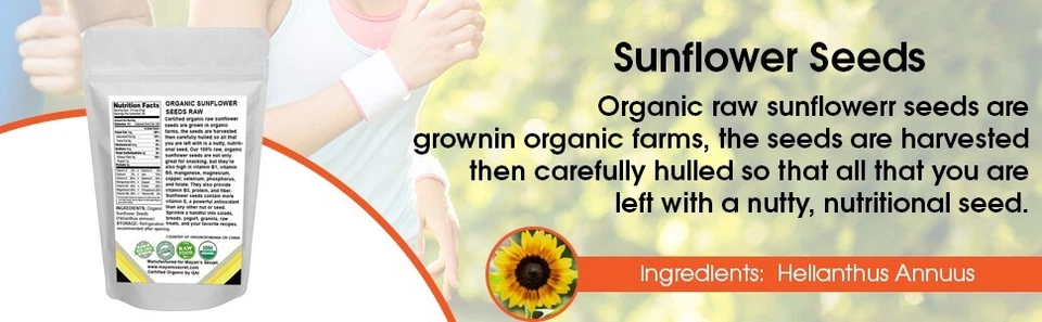 Semillas de girasol orgánicas certificadas por el USDA — Superalimentos sin cáscara de granos crudos Foto 4 de 4