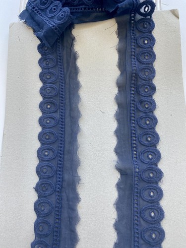 2 Yards Navy Blue Embroidered Ribbon Trim for Sewing/Crafts/Bridal/2" Wide - Picture 10 of 15