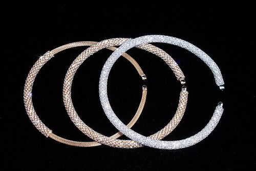 Luxury Crystal Collars For Women Necklace Gold/Silver Plated Rhinestone Torques - Picture 8 of 20