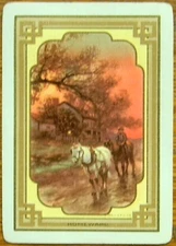 "HOMEWARD"  HORSECART NIGHT-1 ANTIQUE VINTAGE USWN WIDE NAMED SWAP PLAYING CARD