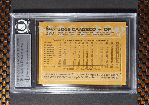 1988 Topps On-Card Blue Ink Autograph #370 Jose Canseco OAK BGS AUTHENTIC AUTO - Picture 17 of 17