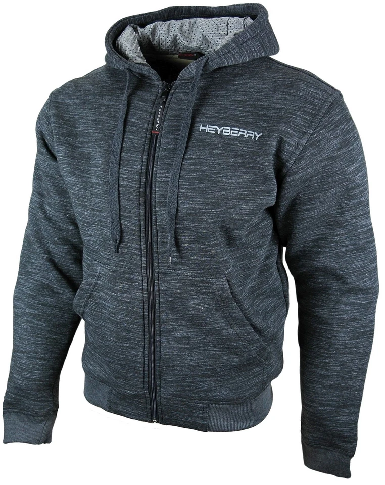 Heyberry Hoody Motorradjacke Roller Jacke Hoodie mit Aramid Graumeliert Gr. 3XL