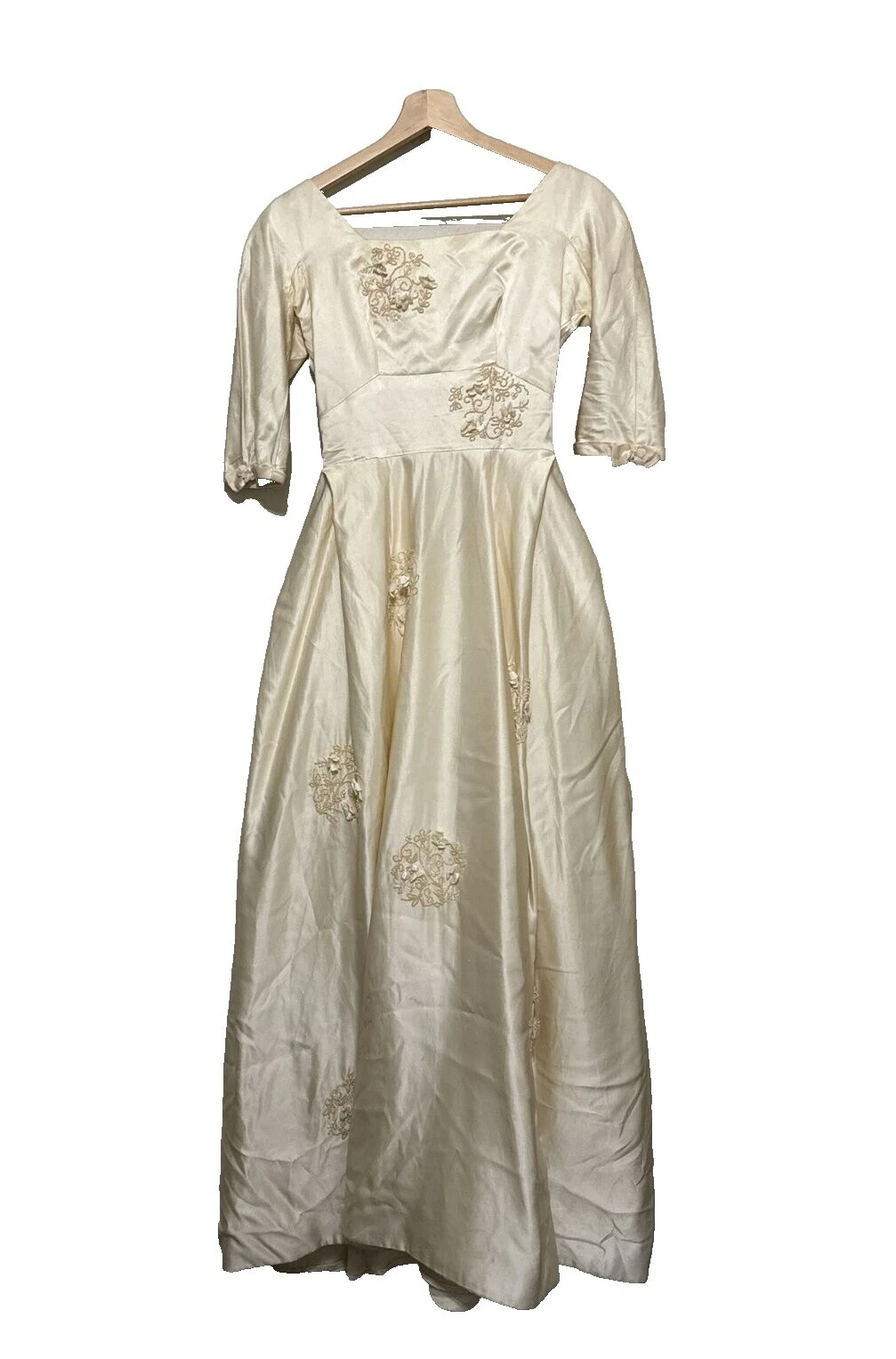 Tamaño Regular vestidos de novia Vintage 1940s satén y velos para Mujeres