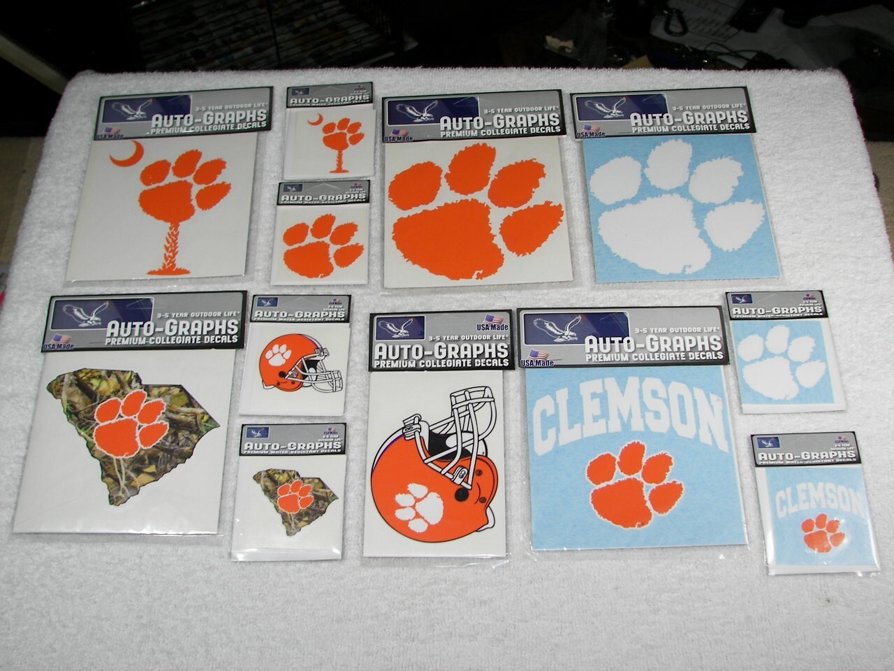 Clemson Tigers Premium Vinyl Decals Lot Of 12 Collegiate Decals NEW