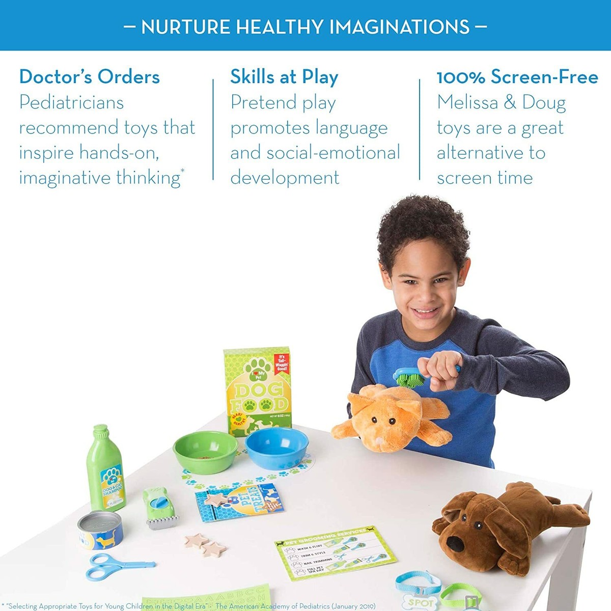 Melissa Doug Feeding Grooming Pet Care Play Set Plush Cat Dog