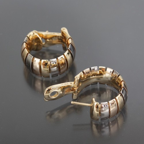 Extremely RARE Cartier Three Color Earrings Au750 K18YG PG WG 27.8g E1433 - Picture 4 of 6