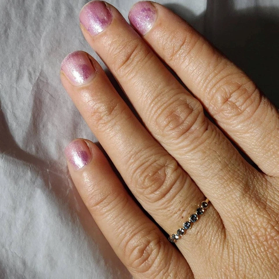 Обручальное кольцо с голубым топазом London Half Eternity из чистого серебра с позолотой - Изображение 4 из 4