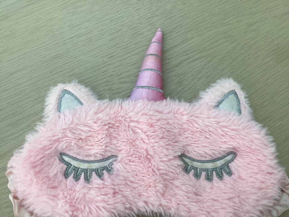 Soft Fluffy Pink Unicorn Sleep Mask - Image 3 of 4