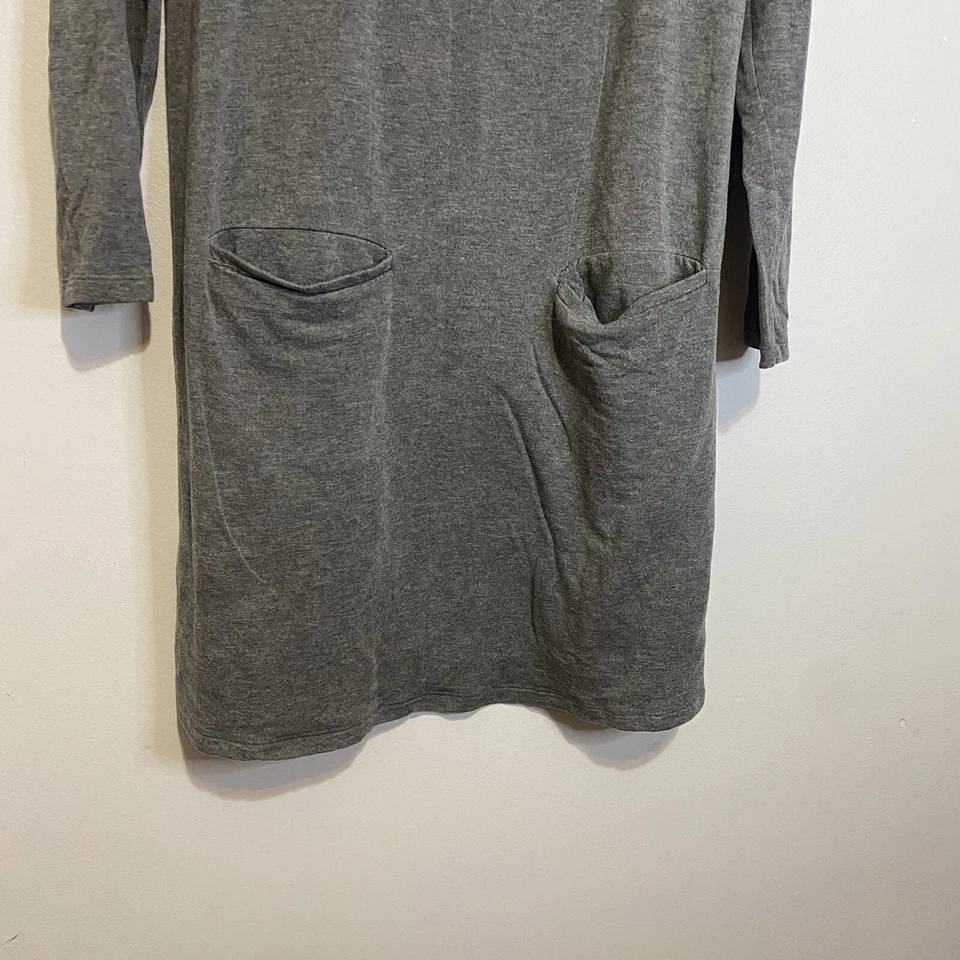 Vestido Eileen Fisher Feminino Tamanho Pequeno Cinza Lã Manga Longa Bolsos Elásticos EUA - Imagem 3 de 4