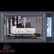Wernher Von Braun signed Cut 3x5 Custom Card PSA DNA Slab Rare Auto C3759