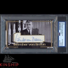 Wernher Von Braun signed Cut 3x5 Custom Card PSA DNA Slab Rare Auto C3759