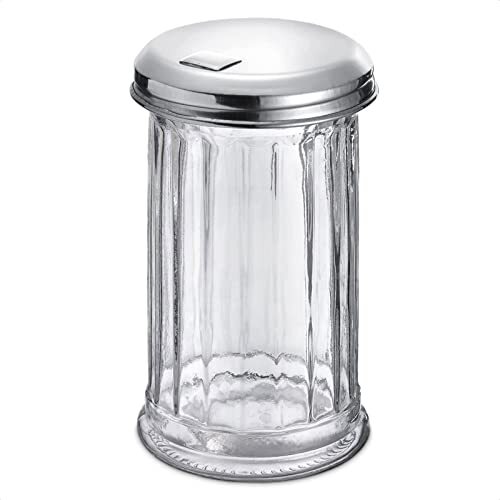 Glass Sugar Shaker Dispenser Pourer Container with Lid for Kitchen