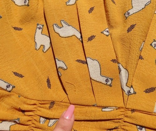 LOUCHE Anthropologie US women’s M Yellow Llama Empire Waist BIRTE Midi Dress - Picture 6 of 7