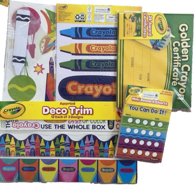 NEW- TEACHERS SPECIAL CRAYOLA CLASSROOM- Wall Decor/Certificates (167 Pc Total)