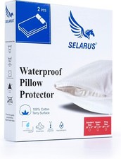 100 Waterproof Premium Cotton Terry Pillow Protector Set of 2...B28