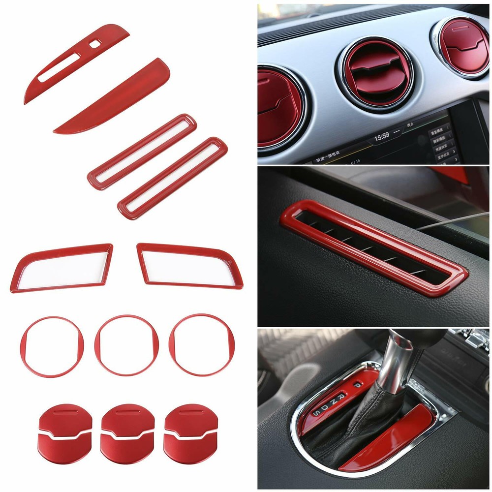 15pcs Interior Accessories Decorative Panel Trim Cover Kits for Ford Mustang 15+