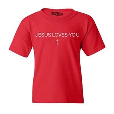 Jesus Loves You Minimal Cross Kids T-Shirt Christian Shirt