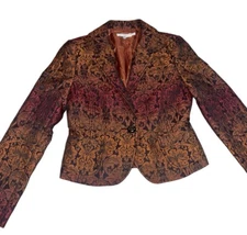 Zara Basic Sunset Jacquard Jacket Blazer Size Medium Wool Blend Business Casual