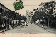 PC VIETNAM TONKIN HANOI CATHEDRAL FRONT VIEW INDOCHINA (a39702)