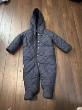 Ralph Lauren Polo Size 18M Baby Snowsuit Navy Blue Quilted Bunting Boys Girls