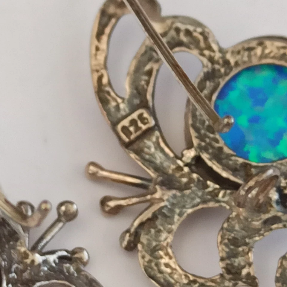 Pendientes Plata Oro Ópalo Art Nouveau Renacimiento Remolinos Largo Declaración Azul Regalo Foto 4 de 4