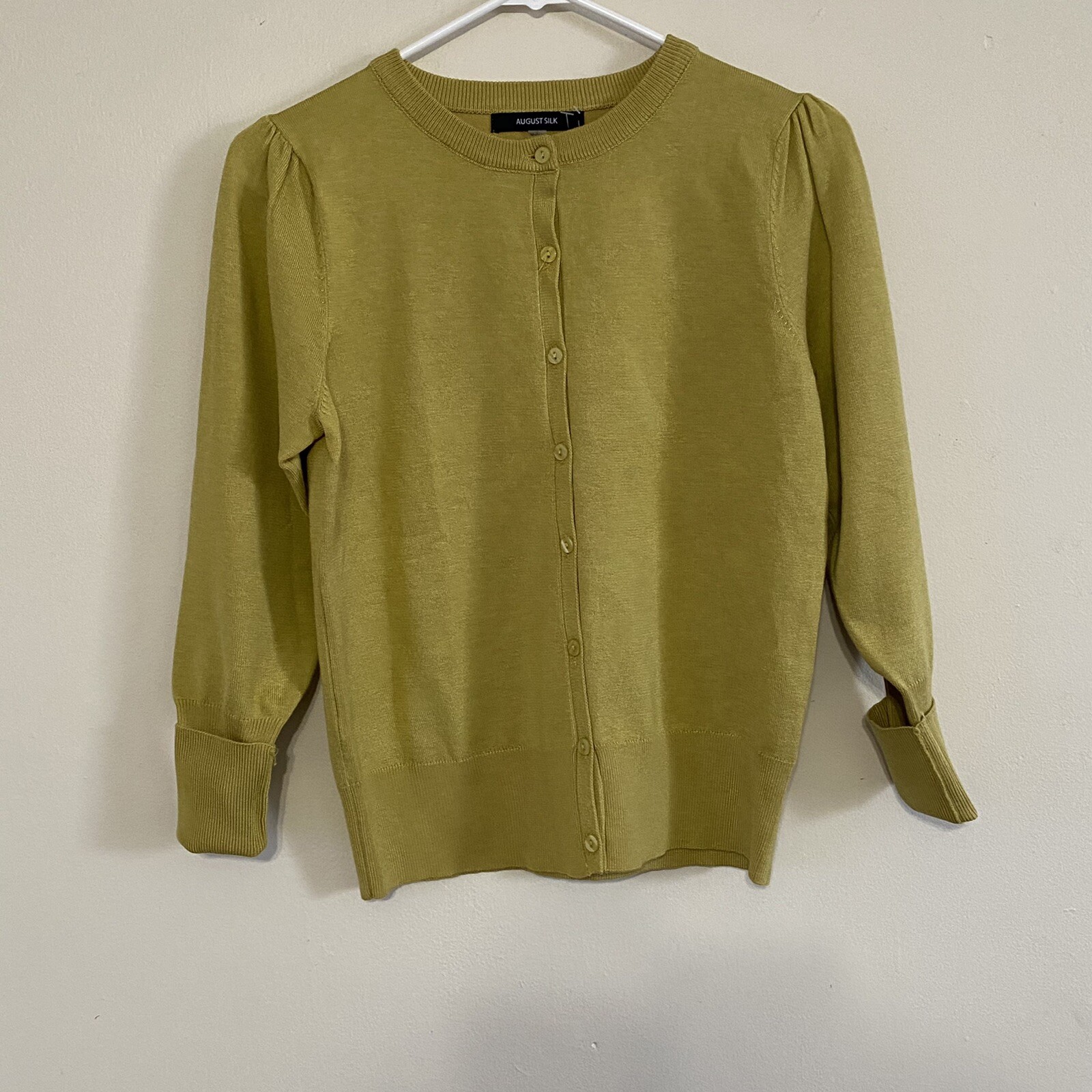 August Silk Cardigan Sweater Lime Green 
