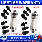 2Pcs Universal 1/4" 5/16" 3/8" Chrome Glass Reusable Washable Inline Fuel Filter
