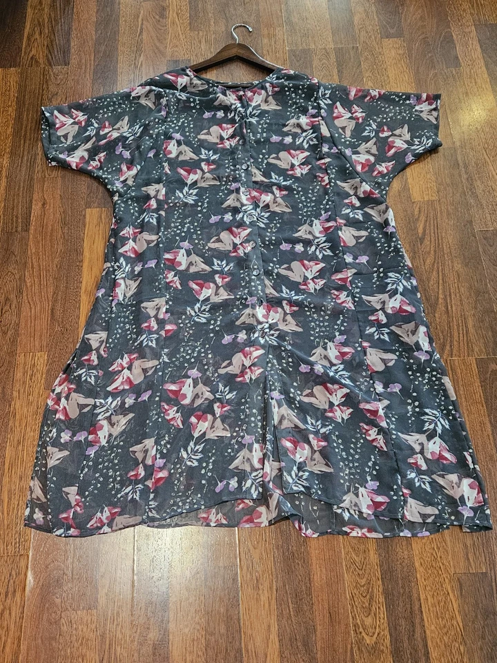 Camisa túnica larga georgette estampado floral 3X-24W eShakti Foto 4 de 4